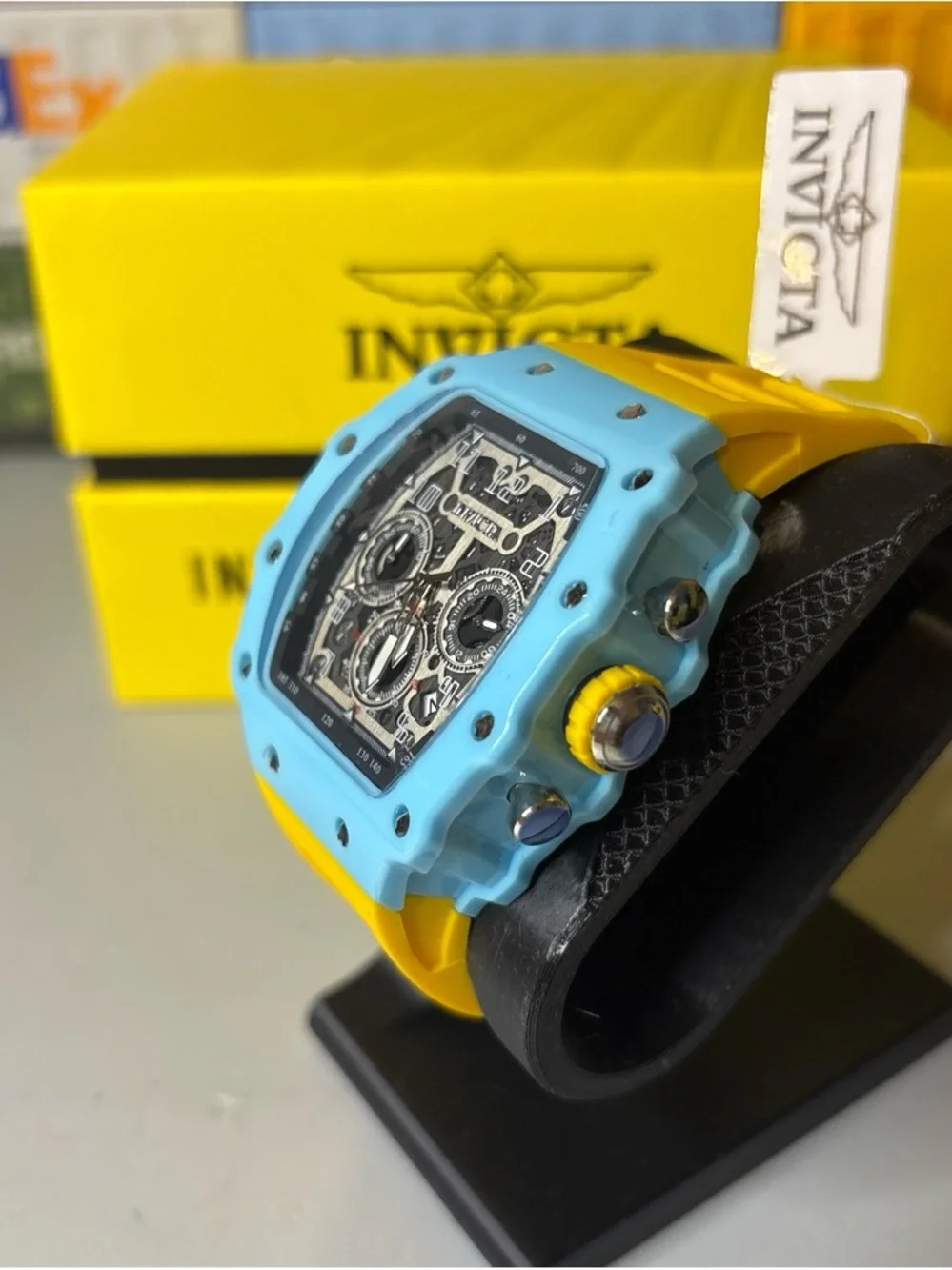 Invicta Racing Nitro yellow edition Chronograph Watch - Skeleton Dial